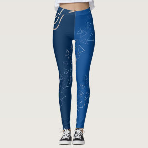 Leggings Blue Geometric   Modern Abstract Fitness Wear