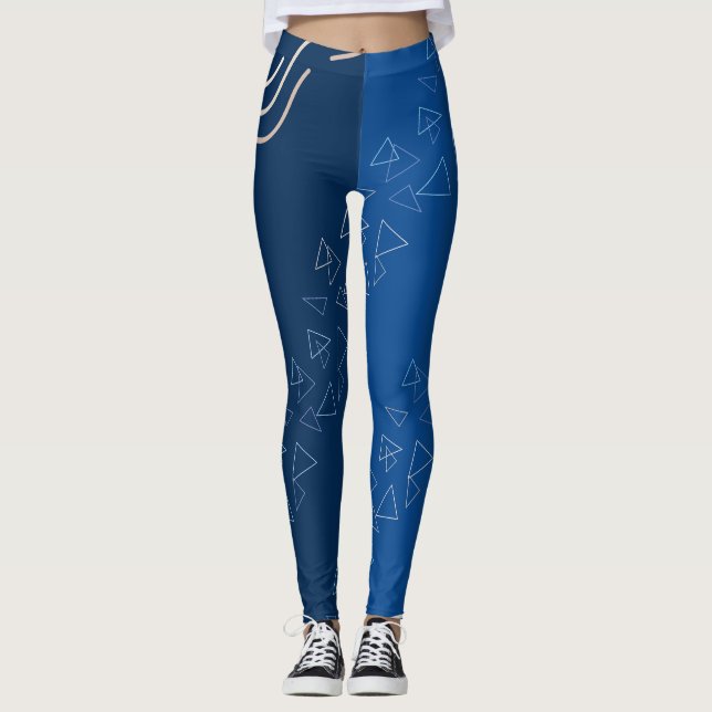 Leggings Blue Geometric | Modern Abstract Fitness Wear (Anverso)