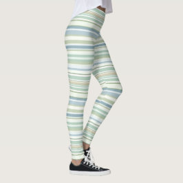 Leggings Blue Green and white stripes