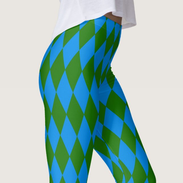 Leggings Blue Green Harlequin Checkered Design  (Subido por el creador)