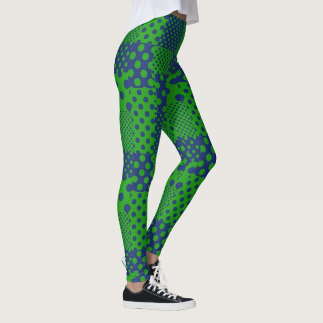 Leggings Blue Green Polka Dots Patchwork  (Derecha)