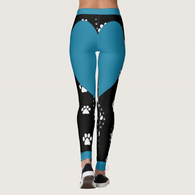 Leggings Blue Heart Puppy Paws (Reverso)