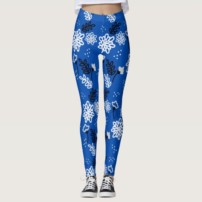 Leggings Blue leaves romantic garden (Anverso)
