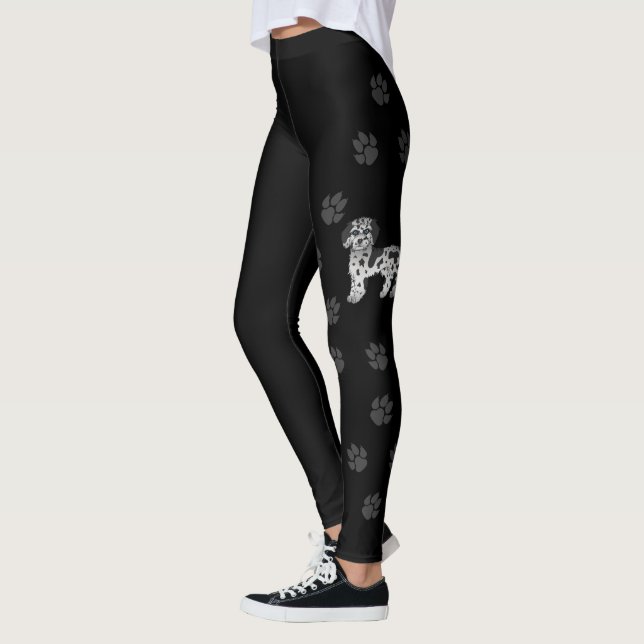 Leggings Blue Merle Mini Goldendoodle Perro de Dibujos Anim (Izquierda)