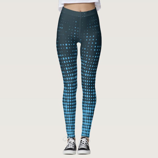 Leggings Blue, modern, retro, cool, trendy dot pattern (Anverso)