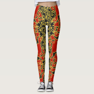 Leggings Blue Neon Resumen Línea Art Trendy Leyendas Rojas