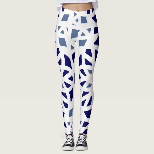Leggings Blue on Blue Geometric (Anverso)