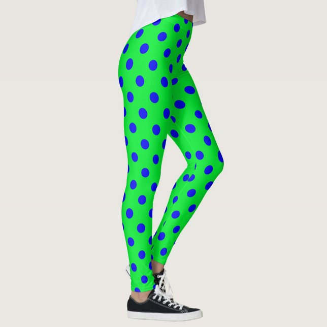 Leggings Blue On Green Polka Dots Pattern Design  (Subido por el creador)