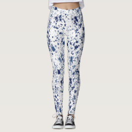 Leggings Blue Paint Splash And Splatter Pattern