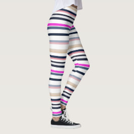 Leggings Blue Pink and Sand Stripes
