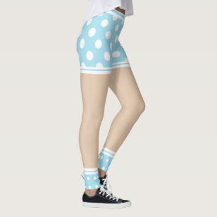 Leggings Blue Polkadot Piel Natural Aspecto Cute Piernas
