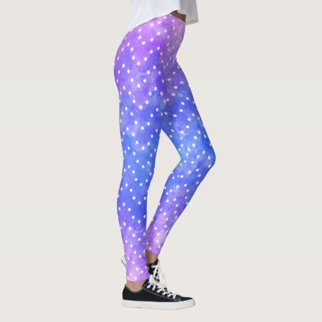 Leggings Blue Purple Starry Night Sky Galaxy Watercolor (Derecha)