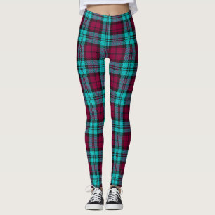 Leggings Blue Red Campbell Tartán Blackwatch Plain