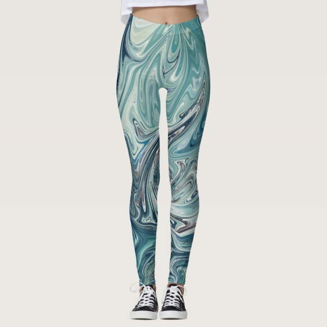 Leggings Blue Sea Abstract Painting (Anverso)