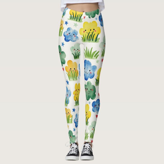 Leggings Blue Sunshine amarillo Grassy Camo Verde amarillo (Anverso)