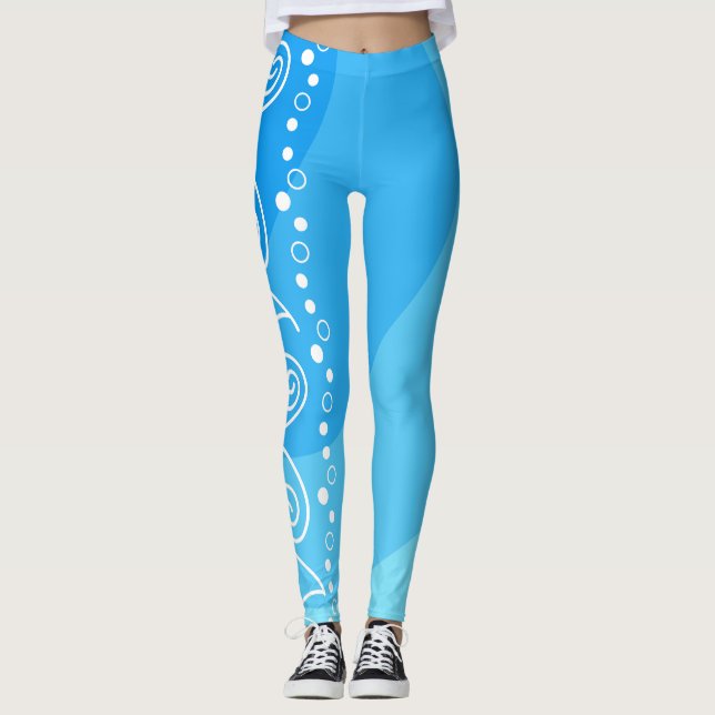 Leggings Blue Swirl Energy– Modern Abstract Fitness Style (Anverso)