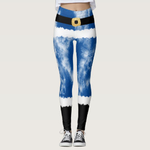 Leggings Blue Tie Dye Santa Claus Costume Navidades