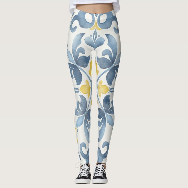 Leggings Blue Tile Lemon (Anverso)