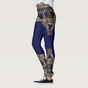 Leggings Blue Tribal Kuchi Belly danza Yoga