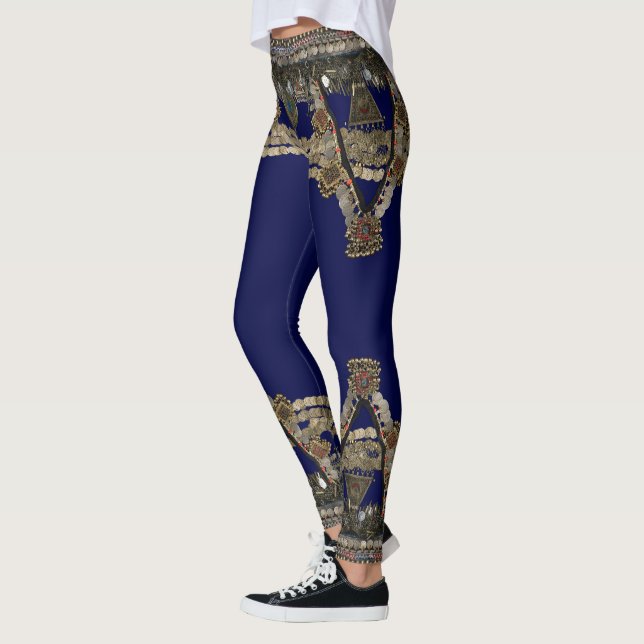Leggings Blue Tribal Kuchi Belly danza Yoga (Izquierda)