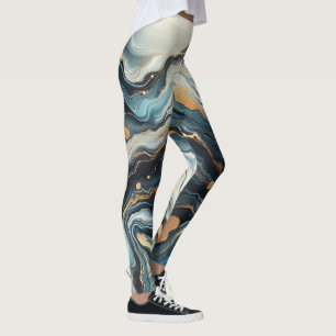 Leggings Blue Verde azulada Gold Agate Modern Glam Elegant