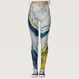 Leggings Blue wave marble textures