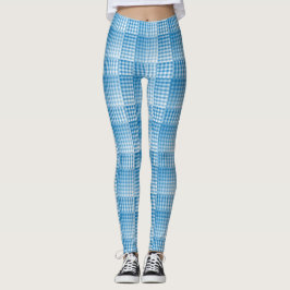 Leggings Blue White Checker Abstract Pattern