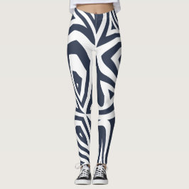 Leggings Blue White Resumen Zebra Imprimir mujeres Piernas