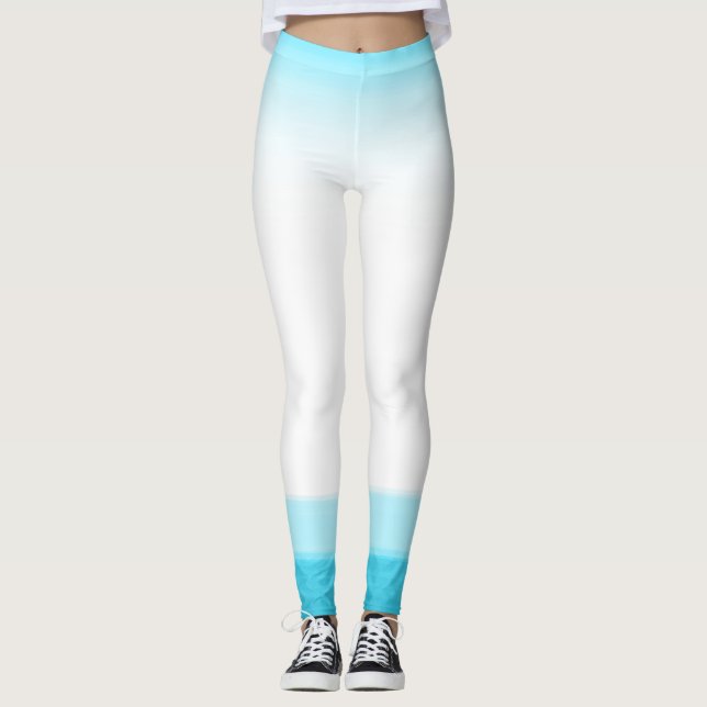 Leggings Blue & White Watercolor Look Moda Lounge Gimnasio (Anverso)