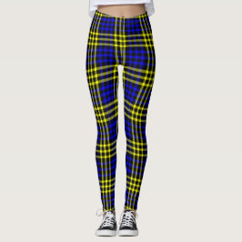 Leggings Blue Yellow Plaid Checker Seamless Pattern
