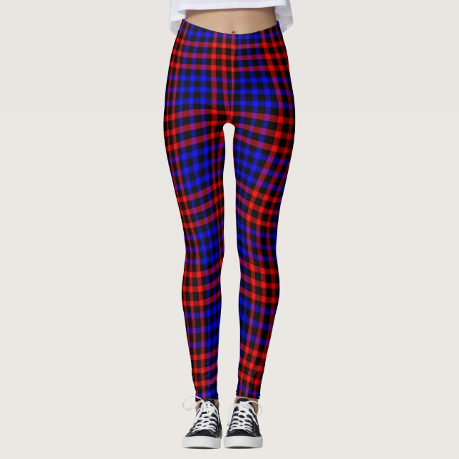 Leggings Blue Yellow Plaid Checker Seamless Pattern (Anverso)