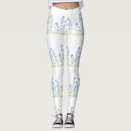 Leggings Bluebells azul Flores Florales Patrón de cosecha