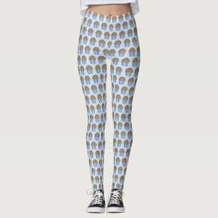 Leggings Blueberry Muffin Baked Goods Breakfast Food Blue