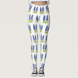 Leggings Bluebonnets Texas Flores silvestres acuarela