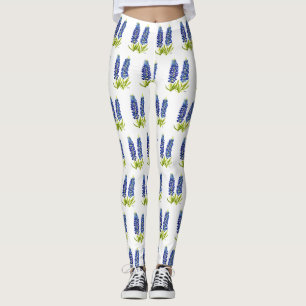 Leggings Bluebonnets Texas Flores silvestres acuarela