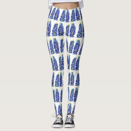Leggings Bluebonnets Texas Flores silvestres acuarela