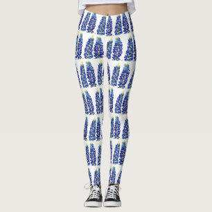 Leggings Bluebonnets Texas Flores silvestres acuarela