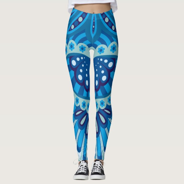 Leggings Blueish - Feathered Paisley (Anverso)