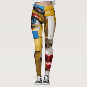 Leggings "Blueprint of Humanity" - Un retrato cubista