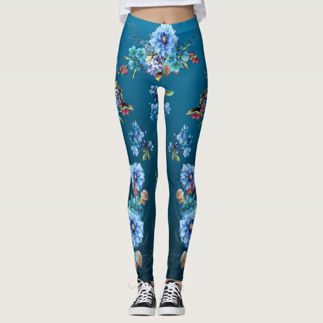 Leggings Blues de cornflower en acuarela (Anverso)