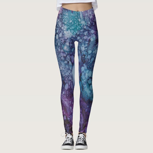 Leggings Blues/Purples Ink Design (Anverso)