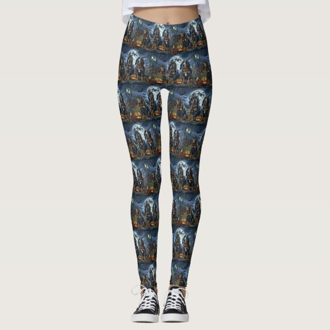 Leggings Bluetick Coonhound Halloween Espeluznante (Anverso)