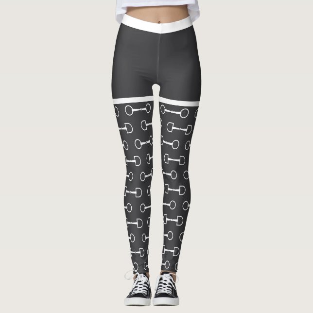 Leggings Bocados de Snaffle Caballo Gris y Blanco (Anverso)