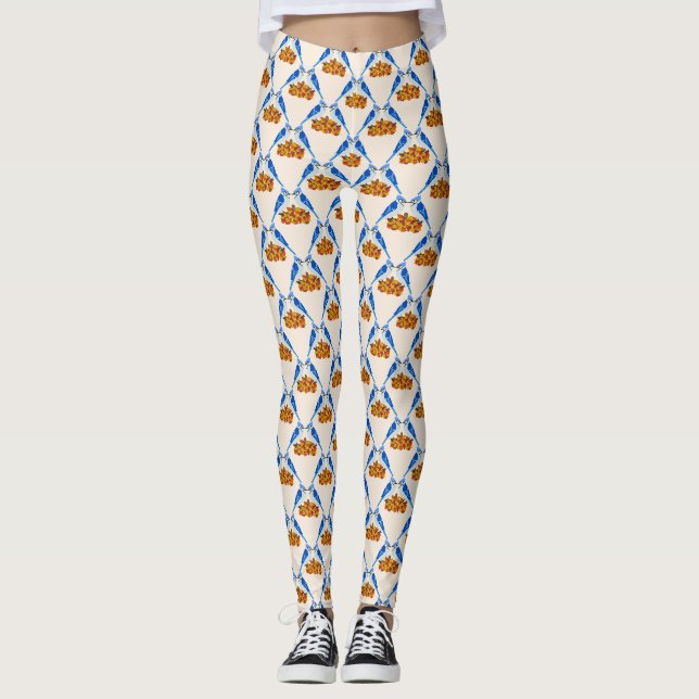 Leggings Boda de la caída de los gritos azules Patterned (Anverso)