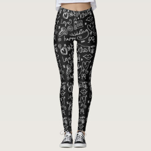 Leggings Boda de tablero de cuadros negro y blanco