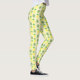 Leggings Boda de verano tropical Piña y hojas de palmera