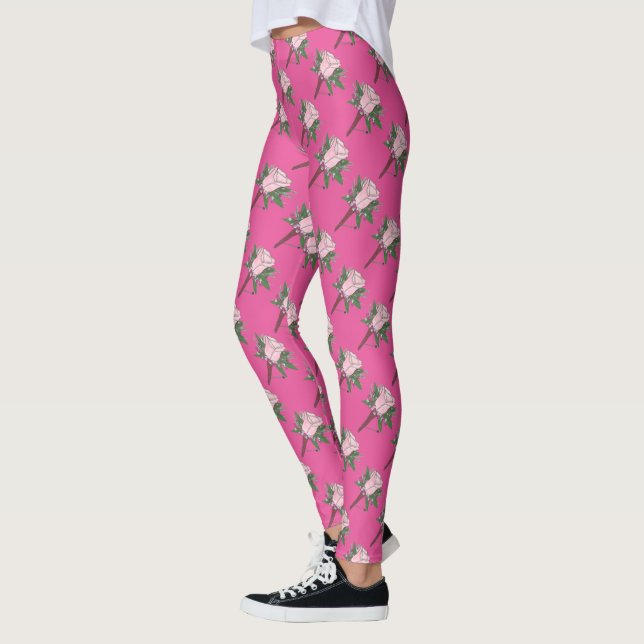 Leggings Boda Rosa Boutonniere Rosa Flor Legado de novia (Izquierda)
