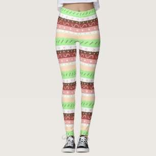 Leggings Boho Brown, Burgundy, Green y Mauve Whimsical