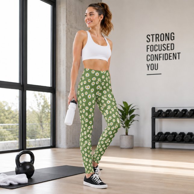 Leggings Boho Daisy Estampado Floral Verde (Subido por el creador)