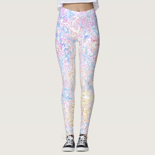 Leggings Boho Ecléctico Hippie Funky Coloroso Mármol Pastel (Anverso)